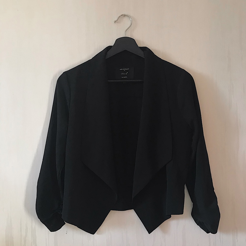 Iris Black Open Front Light Flowy Blazer